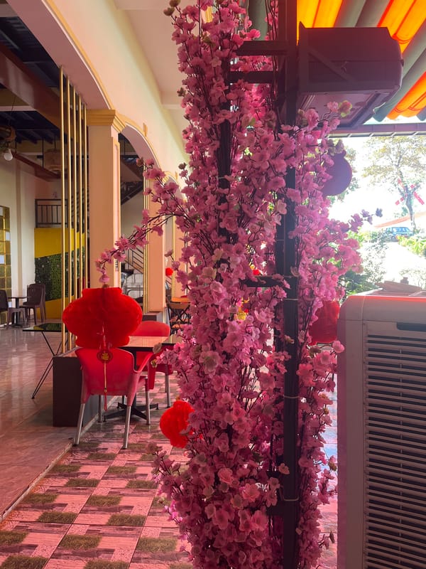 Decorated Vietnamese restaurant with traditional festive elements in Ia Hru