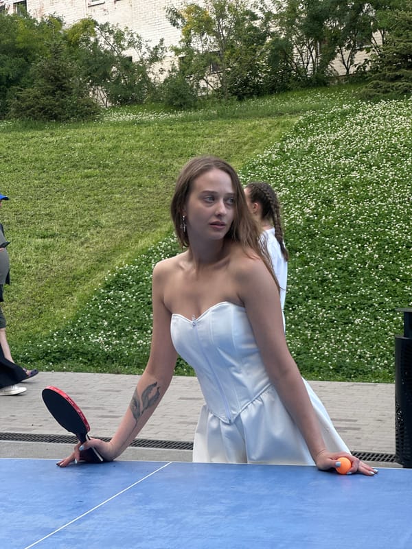 Afternoon at a Krasnogorsk outdoor park: ping pong and fitness