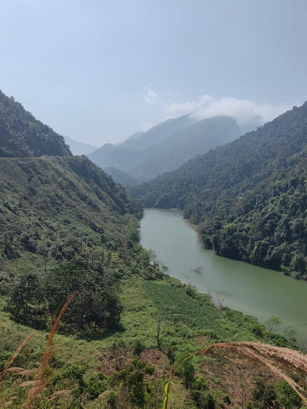 River valley landscape captured in Lùng Tám Commune, Vietnam