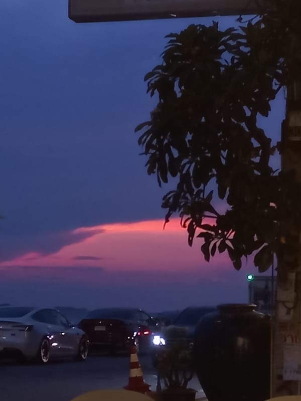 Twilight sky colors documented in Pattaya City Thailand