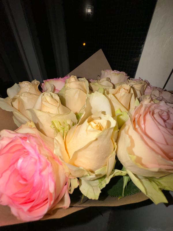 Pink roses bouquet spotted near window in Moscow