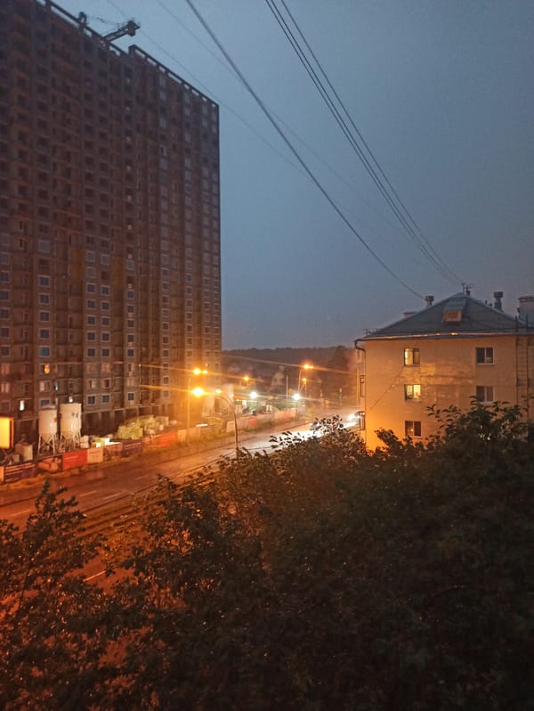 Stormy dusk settles over Yekaterinburg's urban skyline