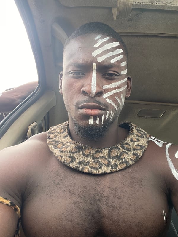 Man in traditional face paint spotted in Akwanga vehicle