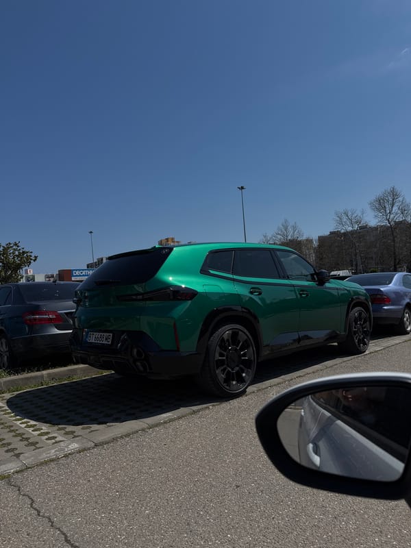 Morning activities documented in Burgas: parked BMW, gym selfies