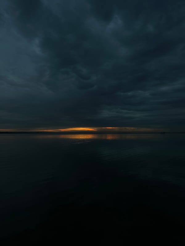 Stormy dusk over a Kokshetau lakefront