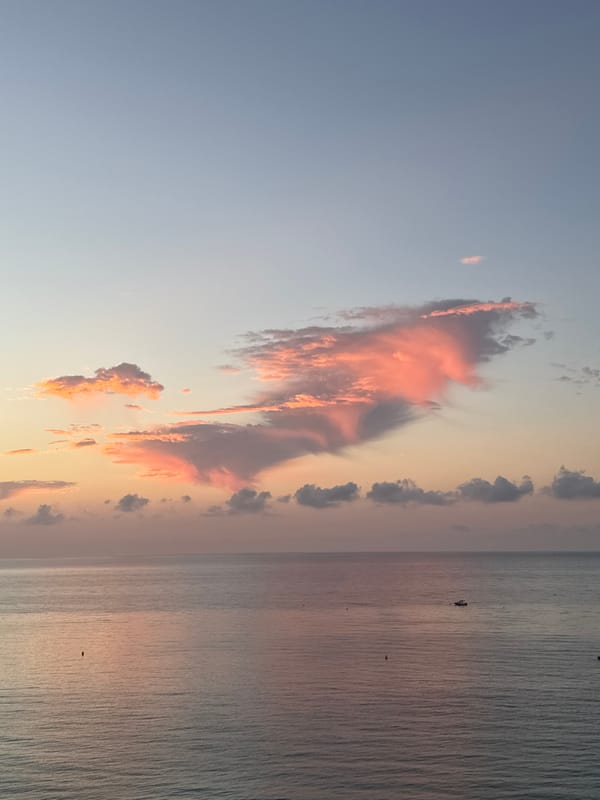 Mediterranean sunrise over Calp, Peñón de Ifach in the distance