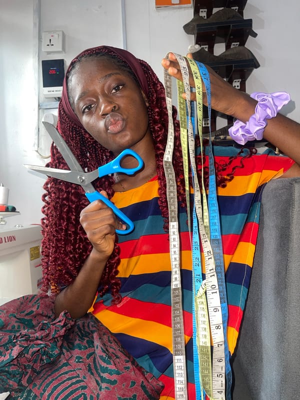 Sewing session and selfies from a workshop in Ado, Nigeria
