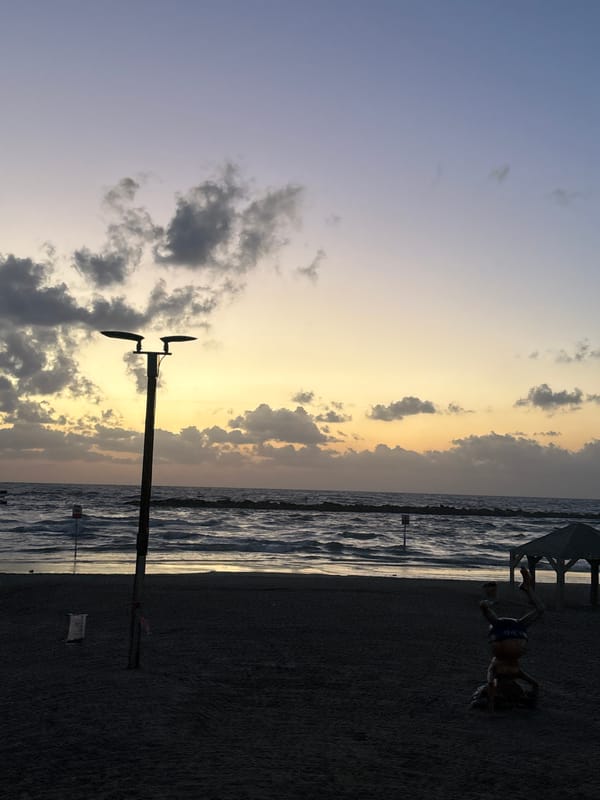 Tel Aviv sunset and street scenes captured near Mediterranean