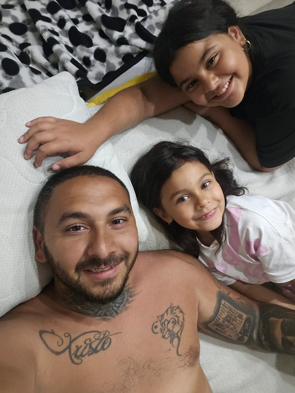 Family takes selfies together at home in Sofia