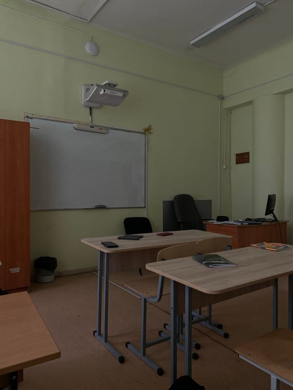 Empty classroom documented in Kazan, Russia