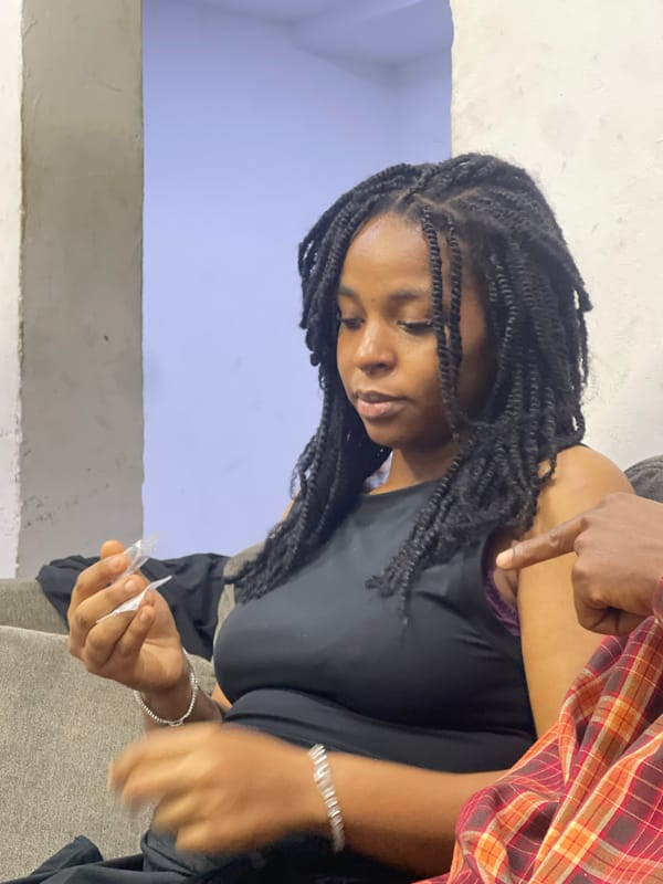 Casual hangout session in Abuja with a standout keffiyeh look