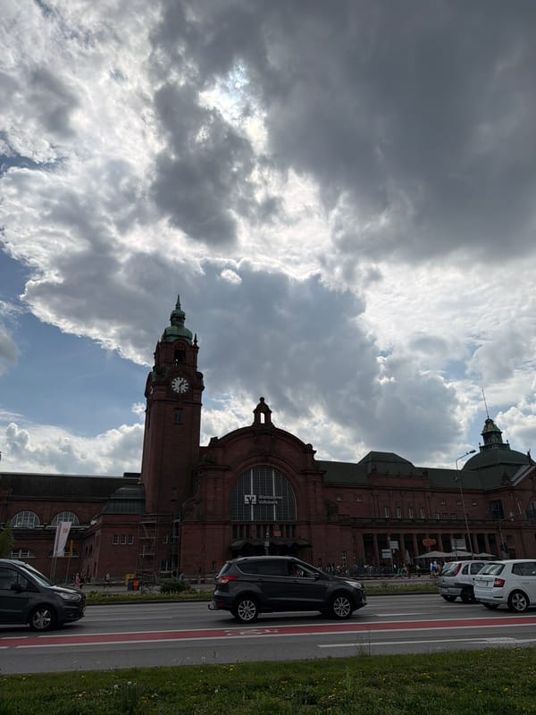 Woman with stroller visits Wiesbaden railway station