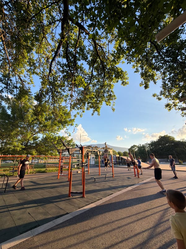 Group workout session at Sofia outdoor fitness park