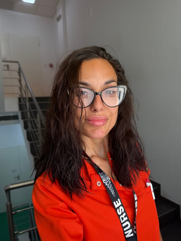 Nurse photographed on shift and off, Pleven, Bulgaria
