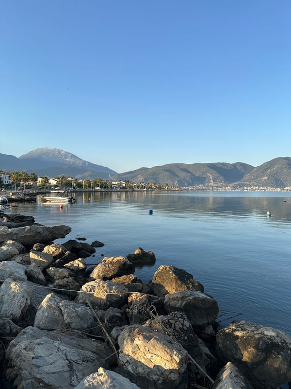 Morning stroll along Fethiye's calm waterfront promenade