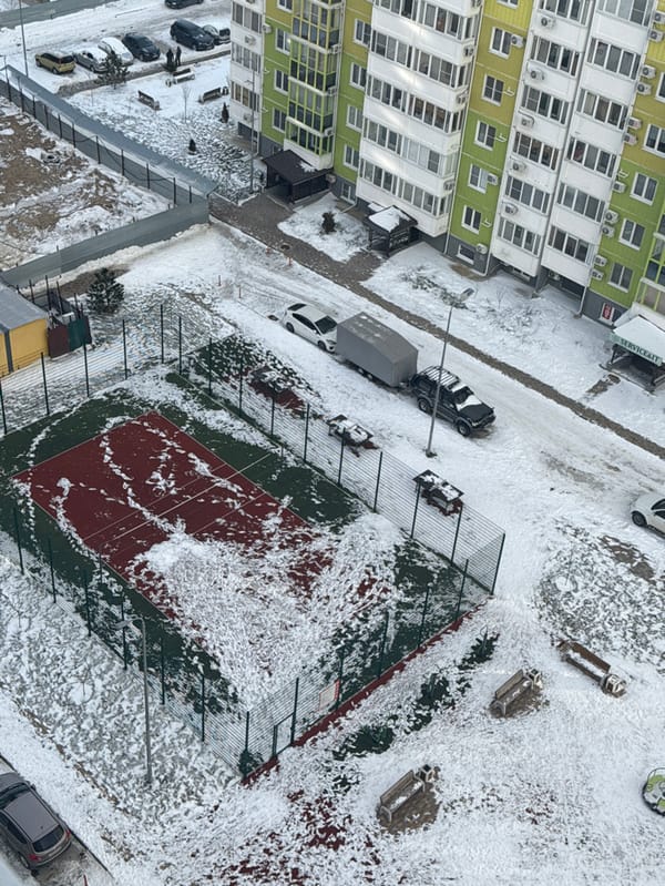 Winter day unfolds across snowy Anapa with gym activities