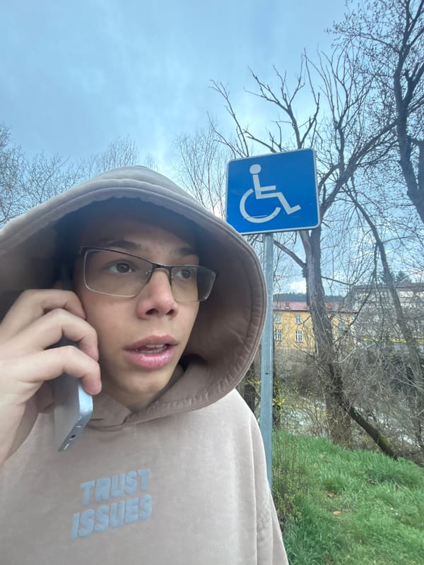 Young person takes calls, selfies on Troyan streets
