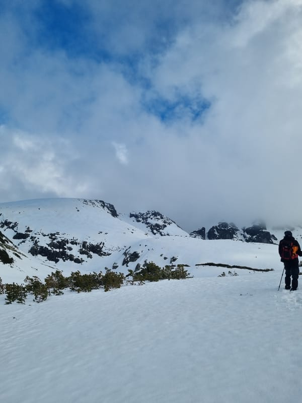 Hiker spotted on snowy Bulgarian mountain slopes near Govedartsi