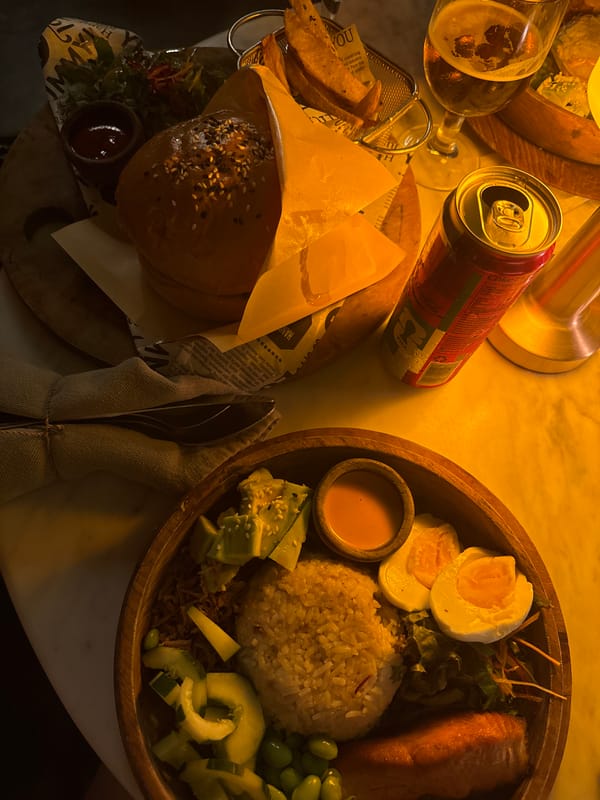 Casual dining scene captured at Ubud restaurant table