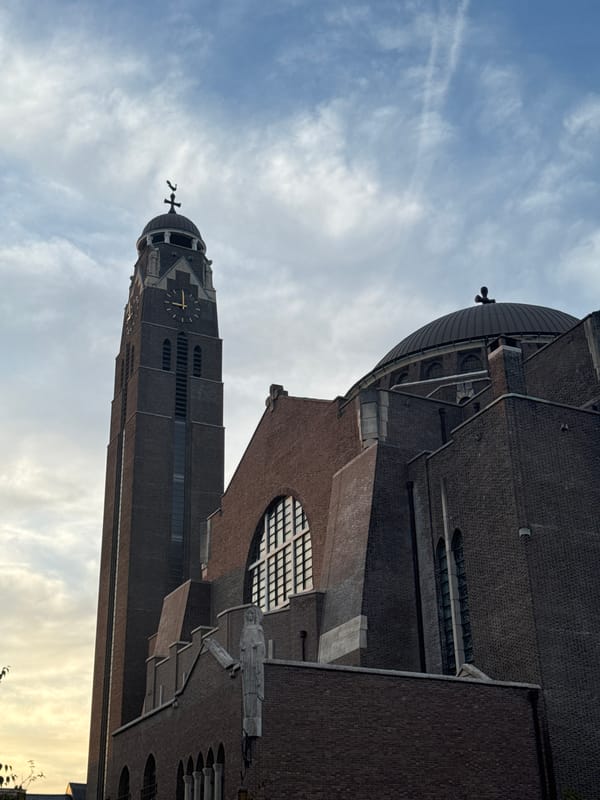 Evening light on Antwerp's Gothic church towers