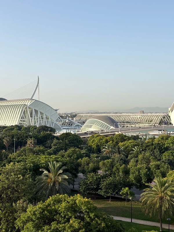 Drone and balcony views over Valencia's City of Arts and Sciences