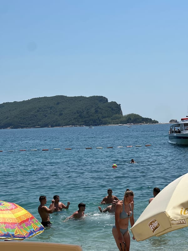 Summer morning scenes across Budva's beaches and streets