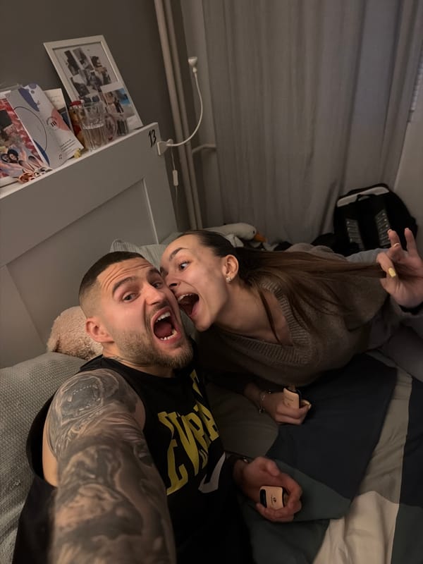 Couple's casual afternoon documented in Sofia gym and indoor spaces