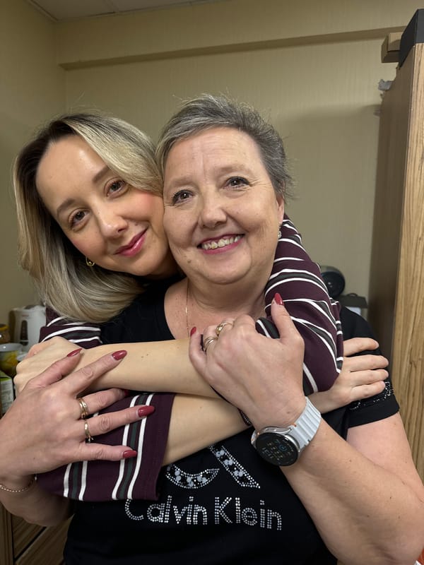 Morning embrace between women documented in Riga with #Hugs