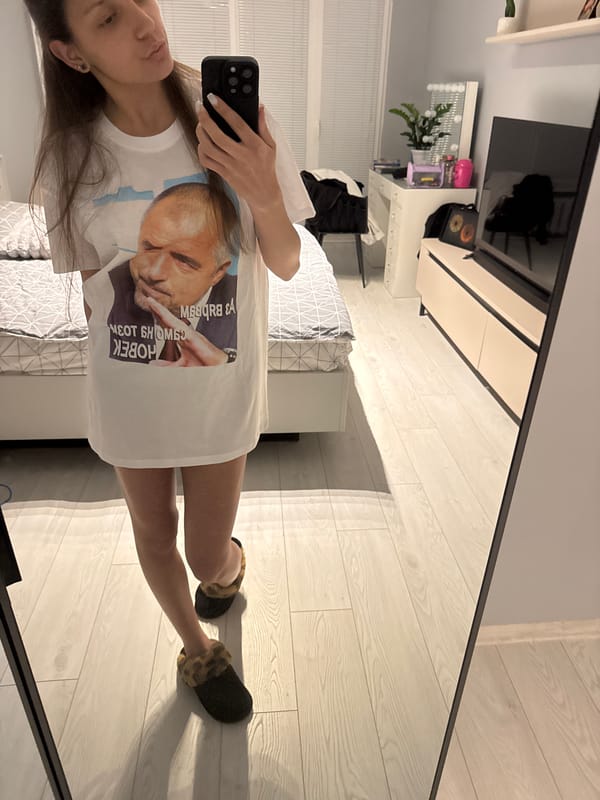 Woman takes mirror selfies in Sofia bedroom