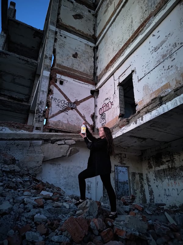 Woman photographed exploring ruins in Markovskii, Russia