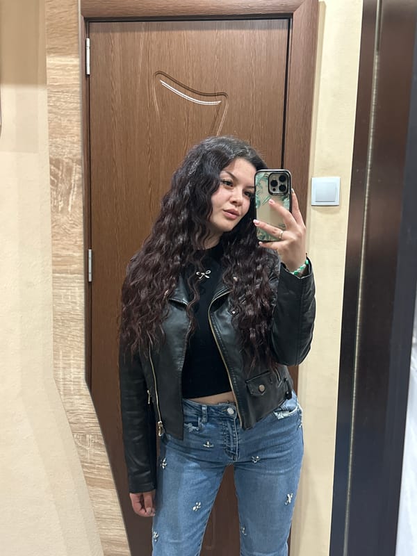 Woman takes mirror selfies in Sliven, Bulgaria