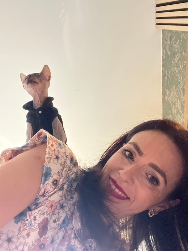 Woman photographed with hairless cat in Konz, Germany