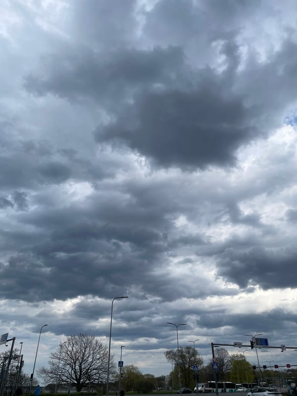 Storm clouds gather over Tallinn streets Monday afternoon