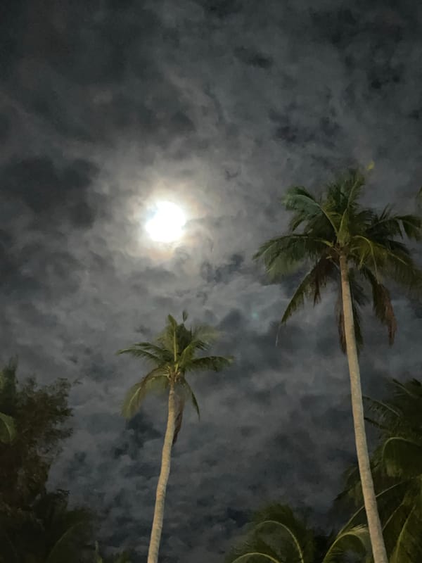 Full moon observed through clouds in Vietnam
