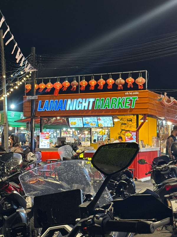 Evening scenes documented across Baan Lamai night market and restaurants