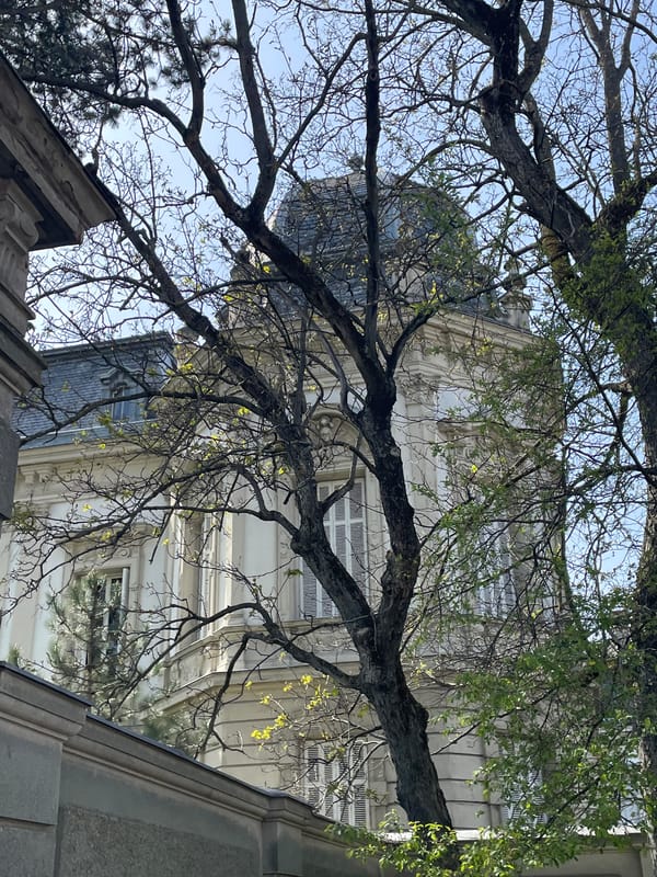 Ornate white building with turret documented in Keszthely, Hungary