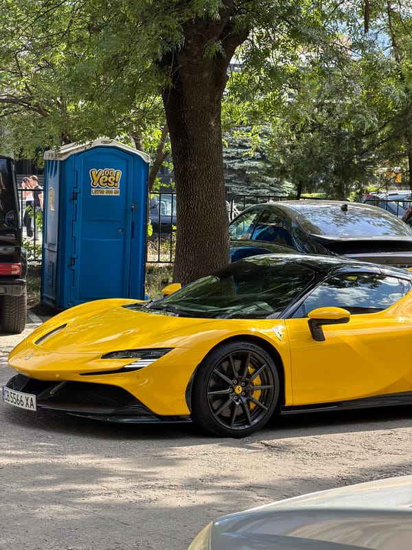 Spring garden blooms and luxury car spotted in Sofia