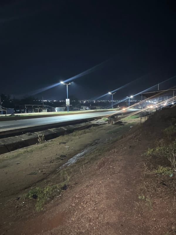 Nighttime street scene documented in Offatedo, Nigeria