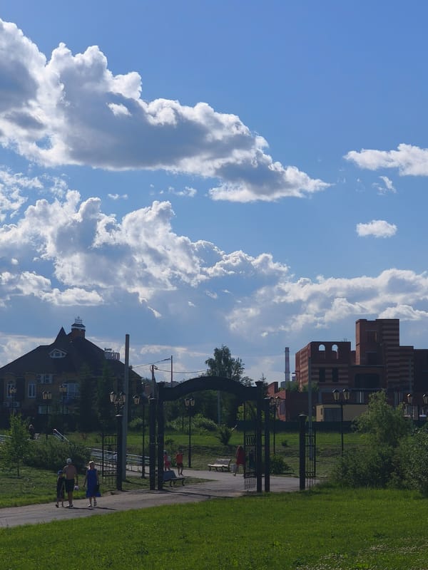 Park visitor documents sculptures and recreation in Yoshkar-Ola