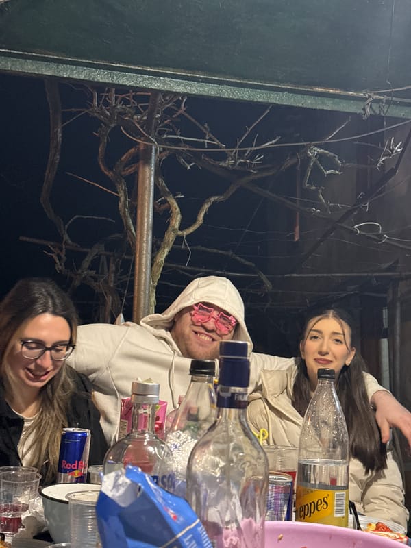 Nighttime outdoor social gathering observed in Zabernovo, Bulgaria