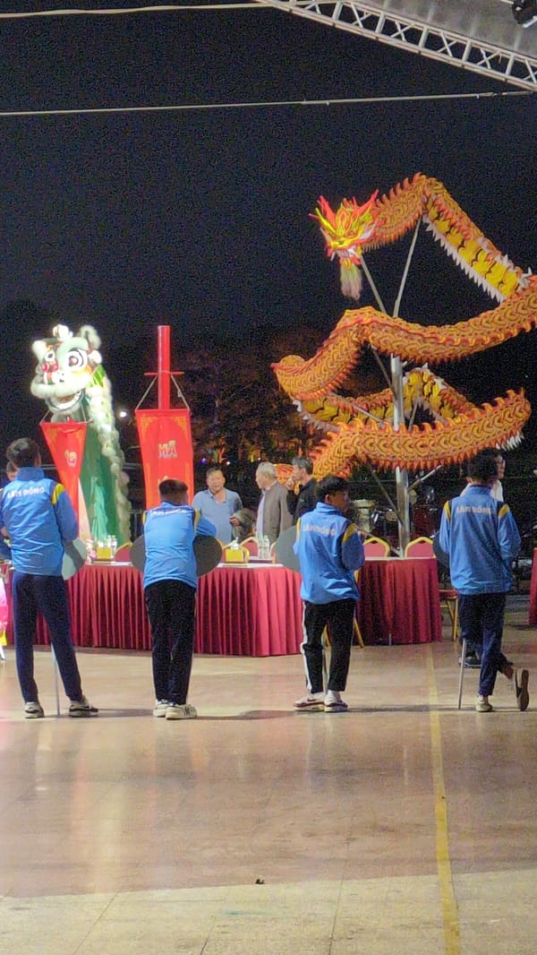 Lion dance performance captured in Da Lat, Vietnam