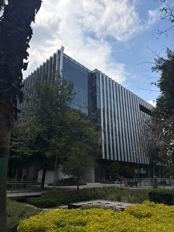 Modern stepped-facade building documented in Mexico City