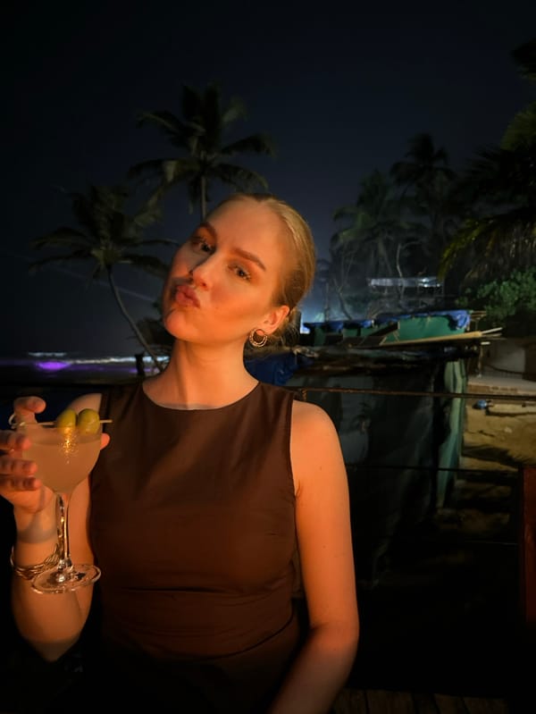 Evening social gathering captured in Anjuna, India