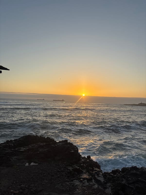 Sunset captured over Pacific Ocean from Arica Chile coastline