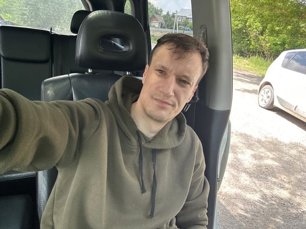 Driver's seat selfies in a parked car, Makiv, Ukraine
