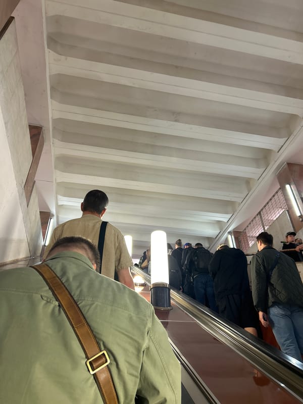Monday morning commute through Moscow streets and metro