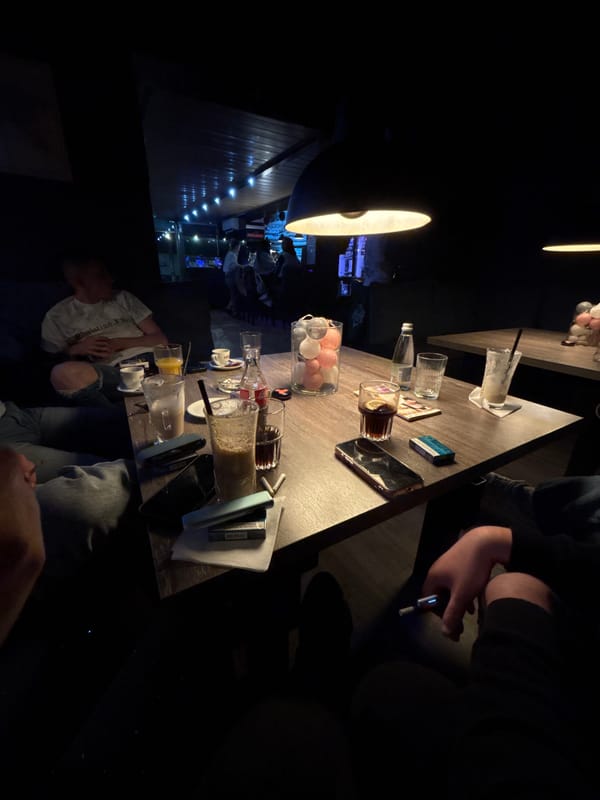 Evening bar scene in Sopot, Bulgaria draws social crowd