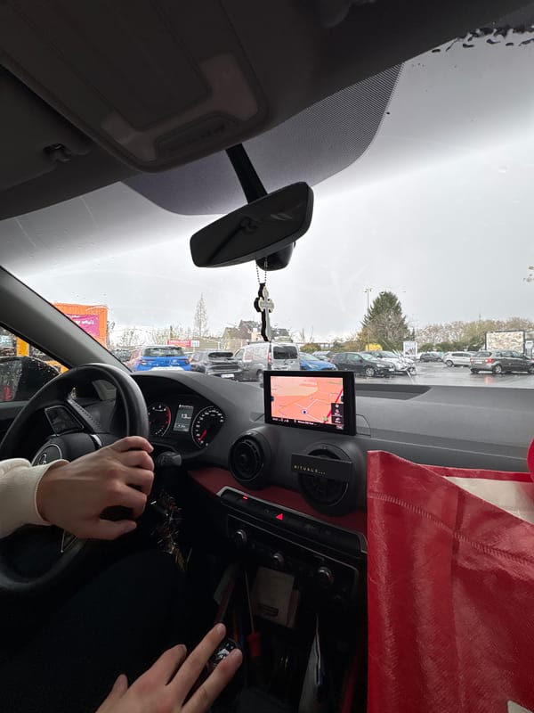 Driver with shopping bag photographed in Audi interior