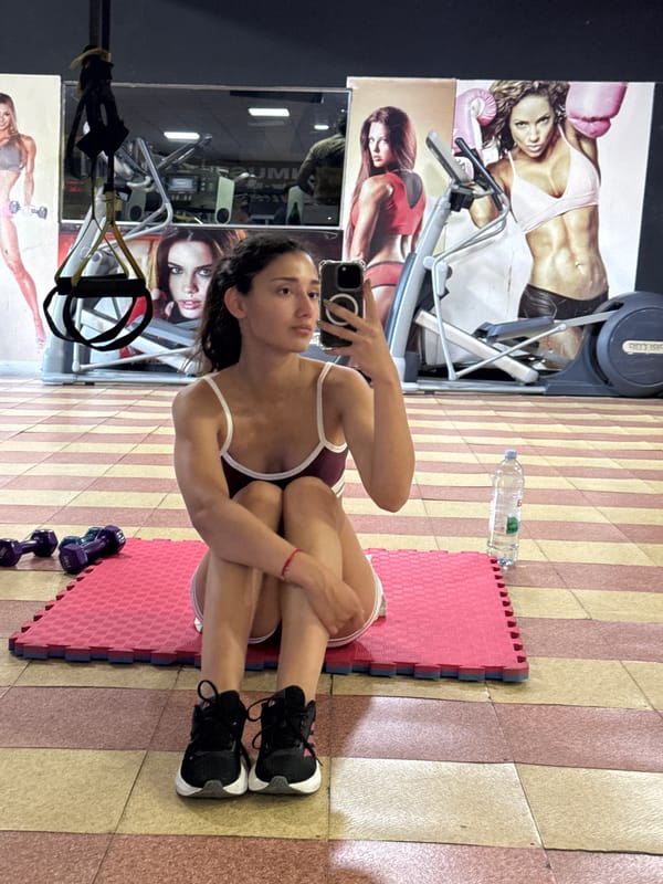 Woman takes gym selfie in Bar, Montenegro