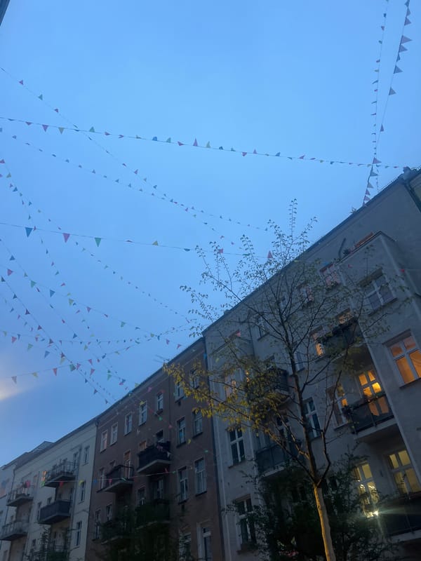 Festive flags spotted strung between Berlin buildings